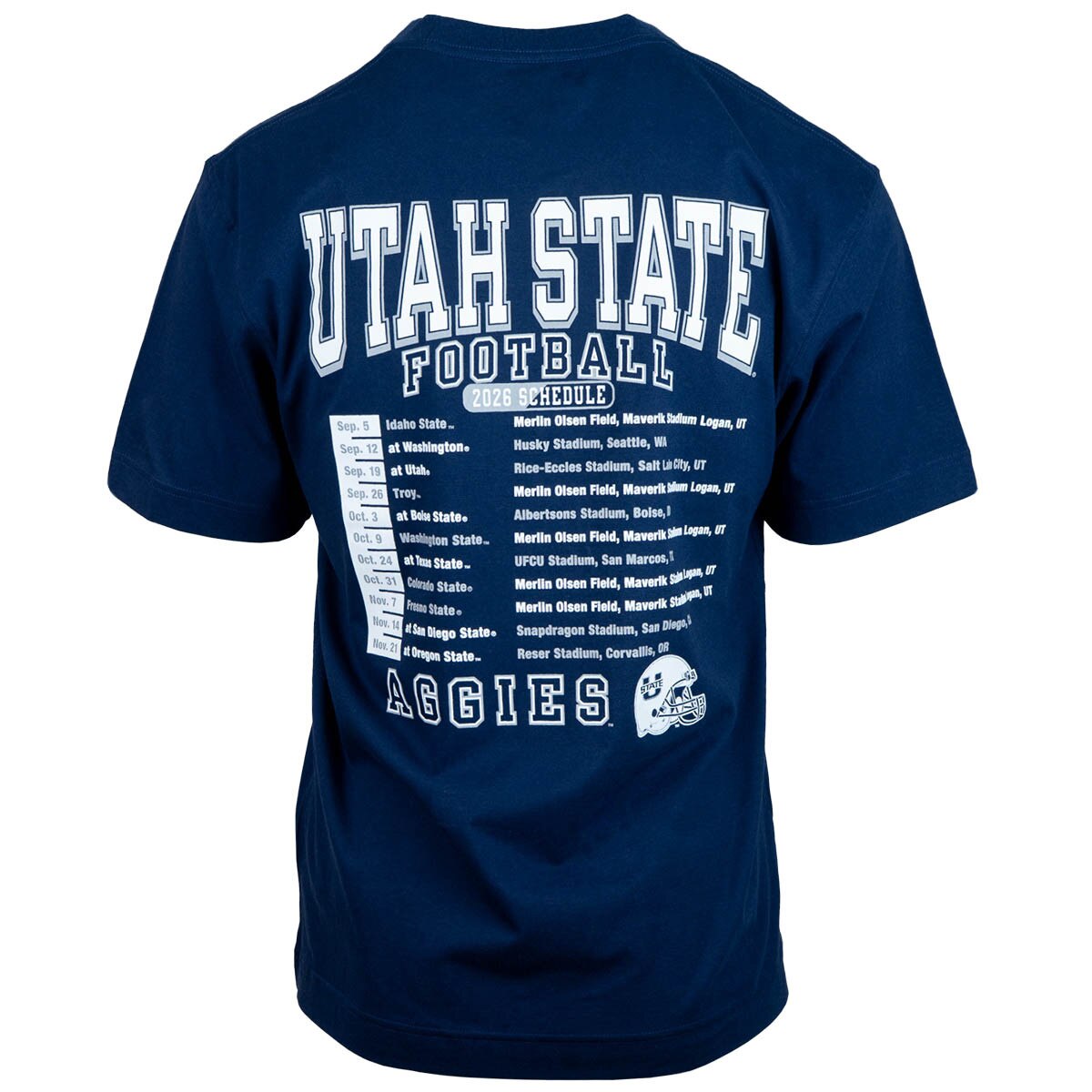 Utah State football 2026 schedule unisex navy t-shirt